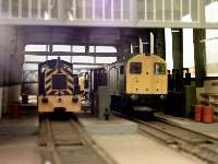 Classes 03 and 20 on shed.